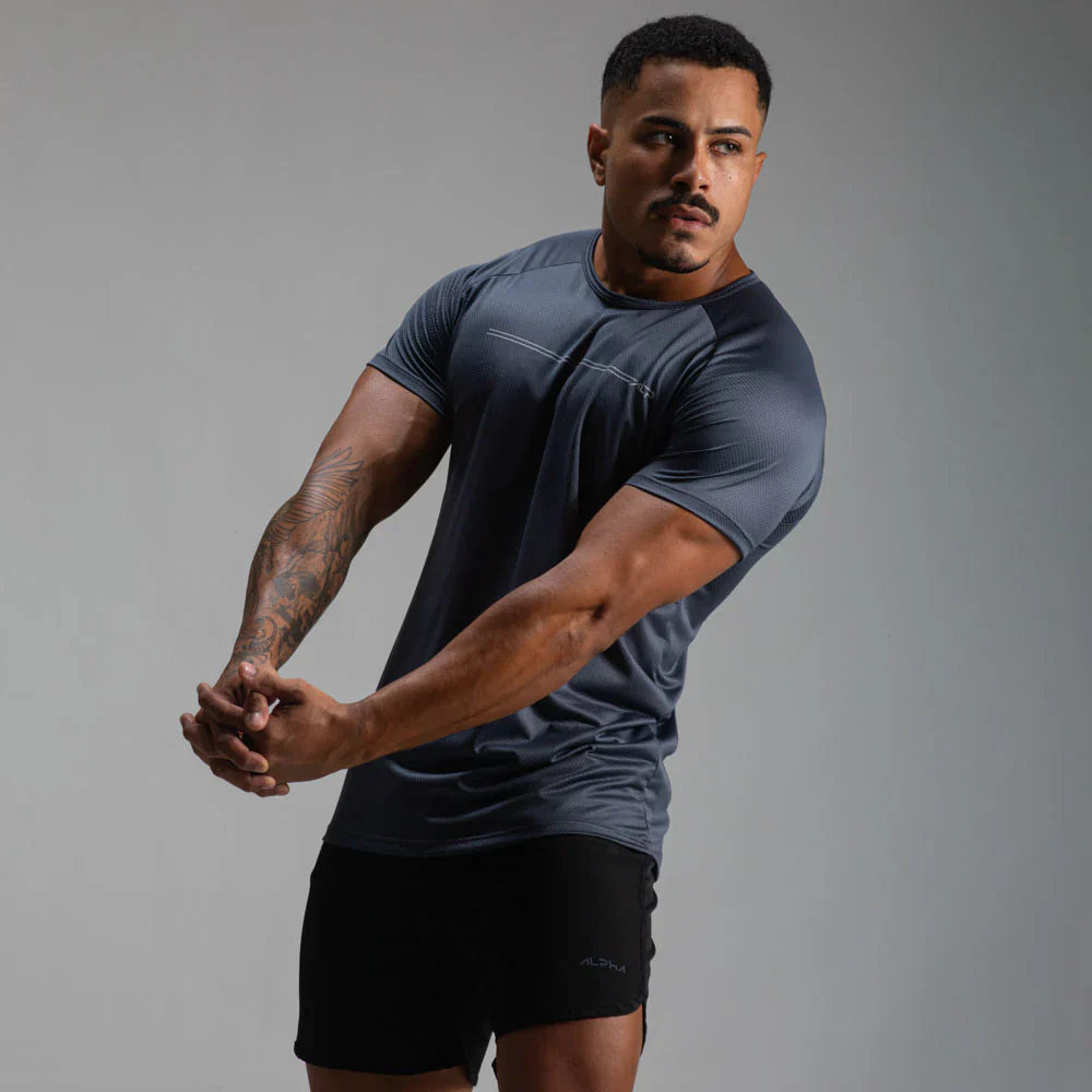 Camiseta Dry Fit Parallel Line Cinza Sombra